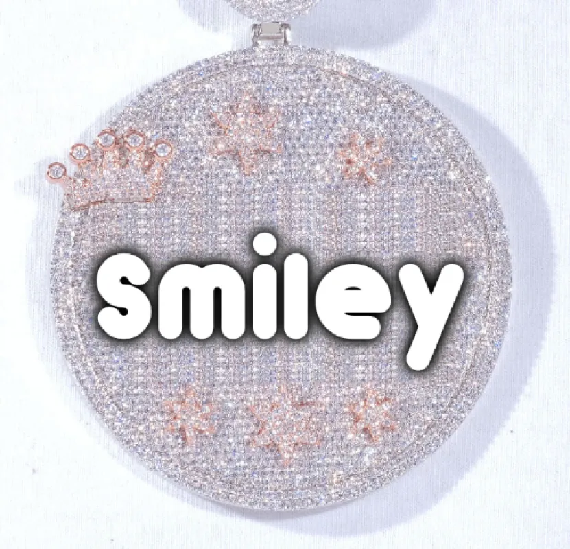 CUSTOM LETTER NECKLACE 3D BIG CROWN DISC sold by The GUU Shop