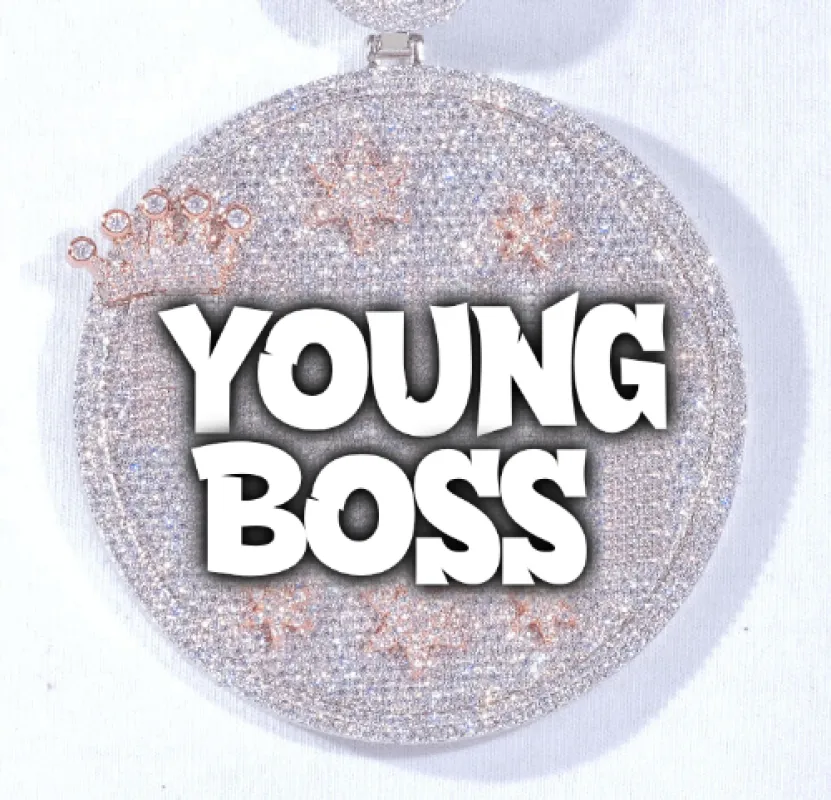 CUSTOM LETTER NECKLACE 3D BIG CROWN DISC sold by The GUU Shop