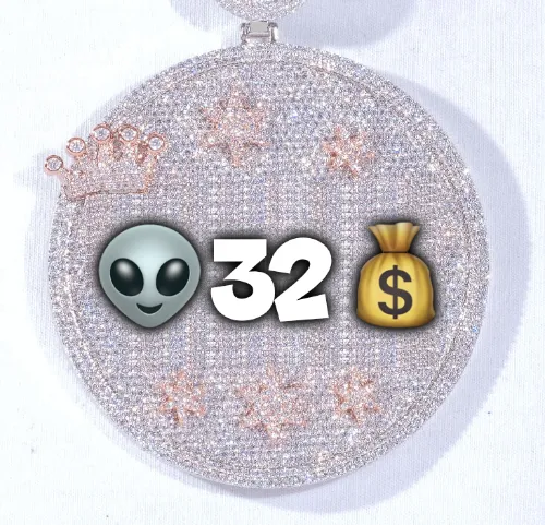 CUSTOM LETTER NECKLACE 3D BIG CROWN DISC sold by The GUU Shop