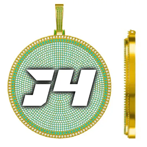 CUSTOM LETTER NECKLACE 3D BIG DISC sold by The GUU Shop