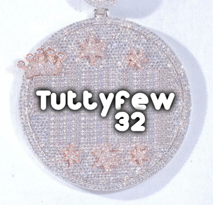 CUSTOM LETTER NECKLACE 3D BIG CROWN DISC sold by The GUU Shop