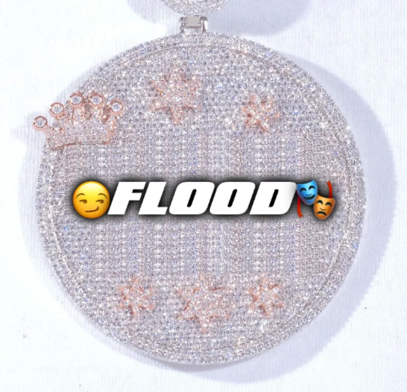 CUSTOM LETTER NECKLACE 3D BIG CROWN DISC sold by The GUU Shop