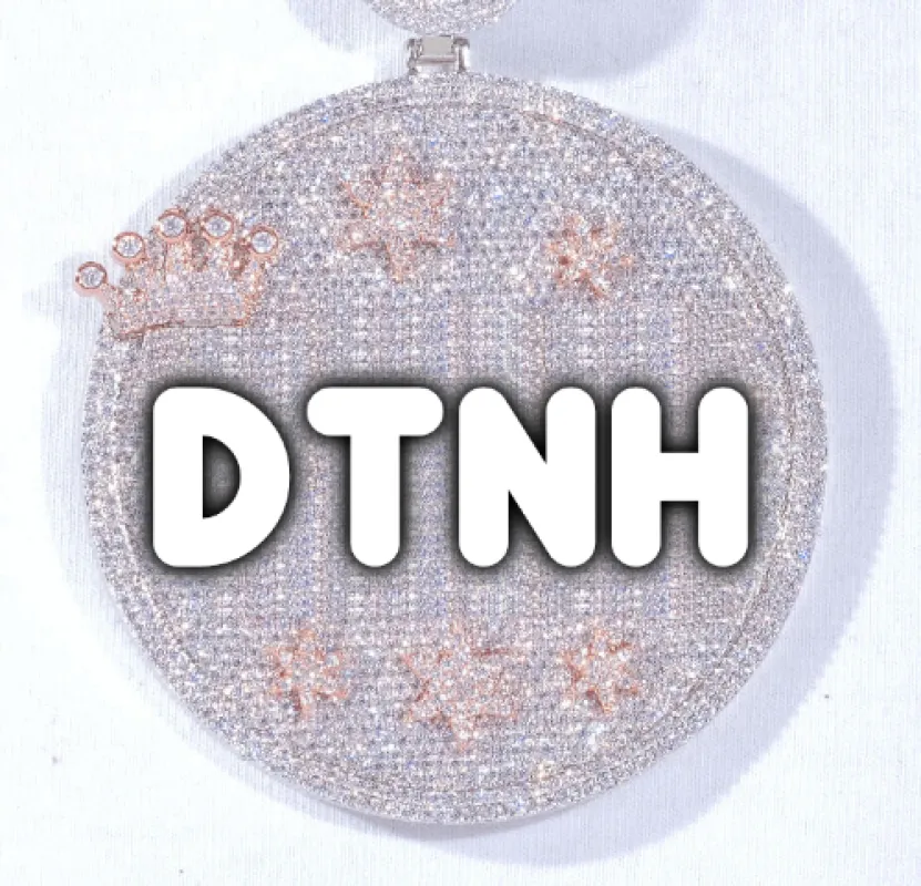 CUSTOM LETTER NECKLACE 3D BIG CROWN DISC sold by The GUU Shop