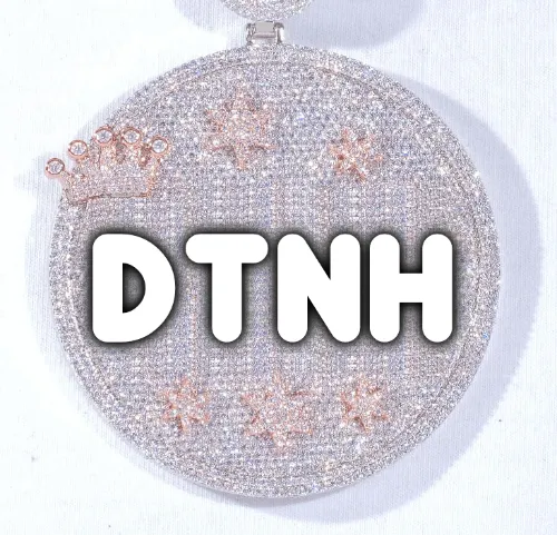 CUSTOM LETTER NECKLACE 3D BIG CROWN DISC sold by The GUU Shop