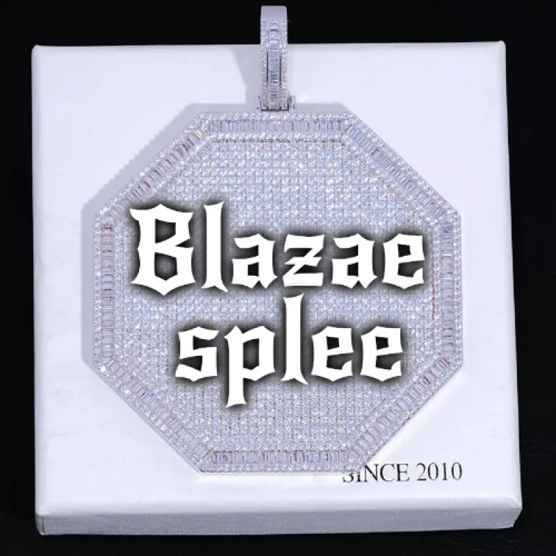 CUSTOM LETTER NECKLACE 3D BIG OCTAGON sold by The GUU Shop