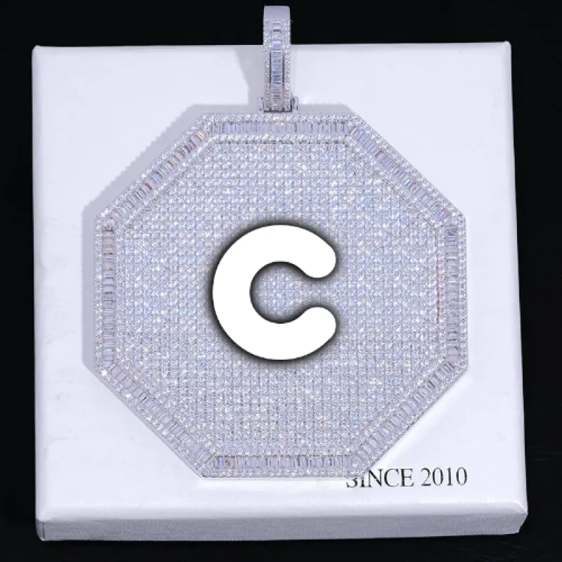 CUSTOM LETTER NECKLACE 3D BIG OCTAGON sold by The GUU Shop