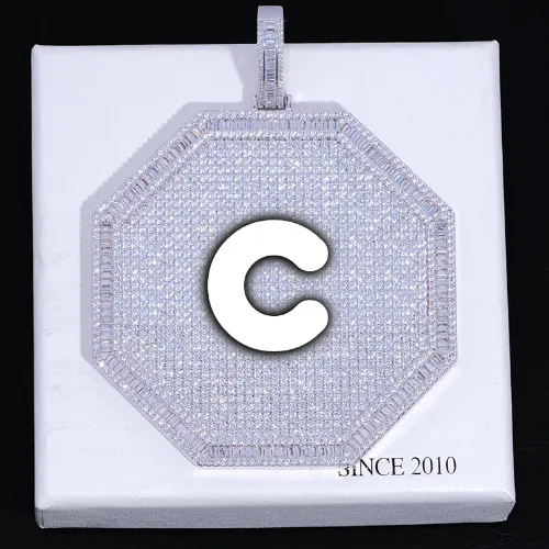 CUSTOM LETTER NECKLACE 3D BIG OCTAGON sold by The GUU Shop