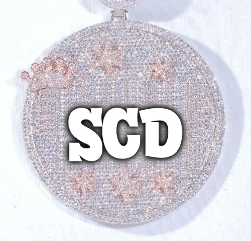 CUSTOM LETTER NECKLACE 3D BIG CROWN DISC sold by The GUU Shop