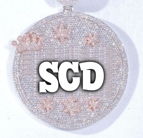 CUSTOM LETTER NECKLACE 3D BIG CROWN DISC sold by The GUU Shop