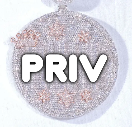 CUSTOM LETTER NECKLACE 3D BIG CROWN DISC sold by The GUU Shop