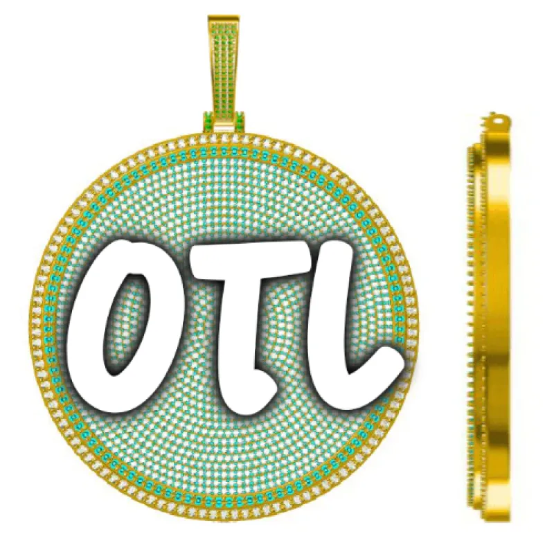 CUSTOM LETTER NECKLACE 3D BIG DISC sold by The GUU Shop