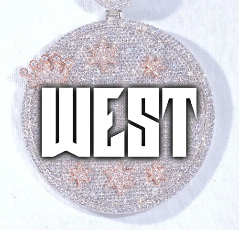 CUSTOM LETTER NECKLACE 3D BIG CROWN DISC sold by The GUU Shop