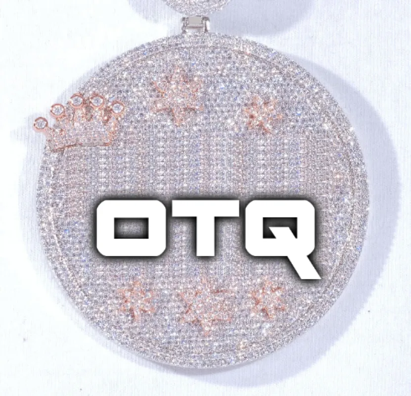 CUSTOM LETTER NECKLACE 3D BIG CROWN DISC sold by The GUU Shop