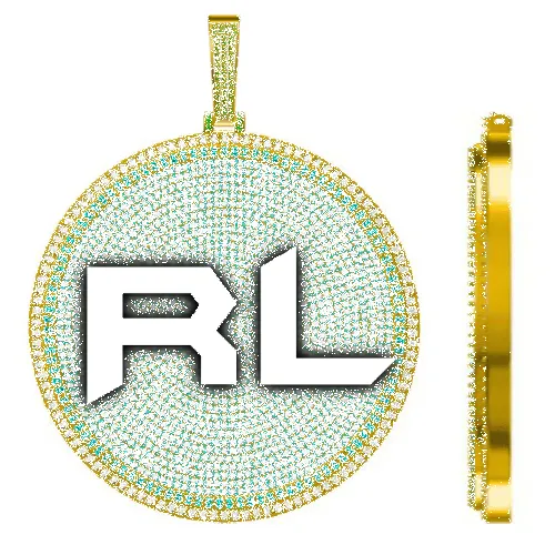 CUSTOM LETTER NECKLACE 3D BIG DISC sold by The GUU Shop