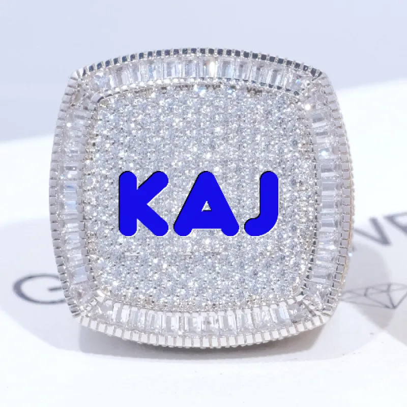 CUSTOM LETTER 3D ICED RING sold by The GUU Shop
