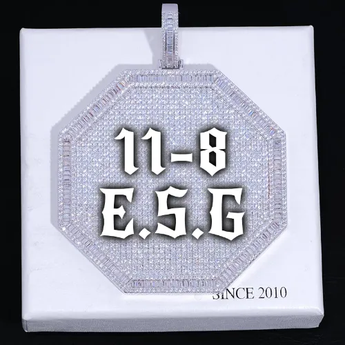 CUSTOM LETTER NECKLACE 3D BIG OCTAGON sold by The GUU Shop