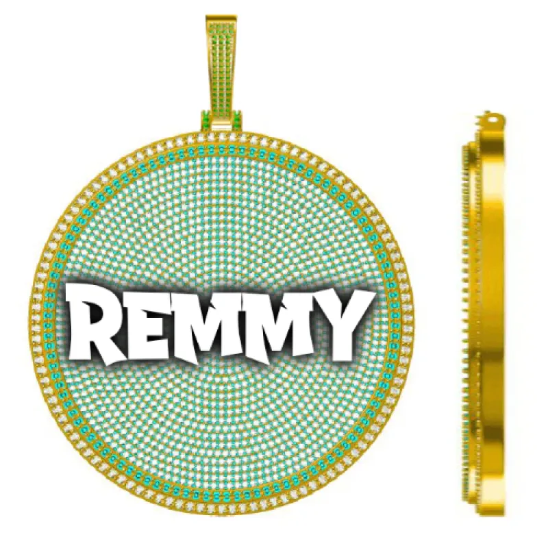 CUSTOM LETTER NECKLACE 3D BIG DISC sold by The GUU Shop