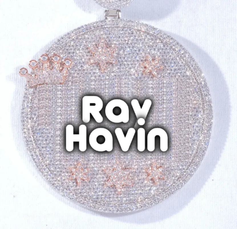 CUSTOM LETTER NECKLACE 3D BIG CROWN DISC sold by The GUU Shop