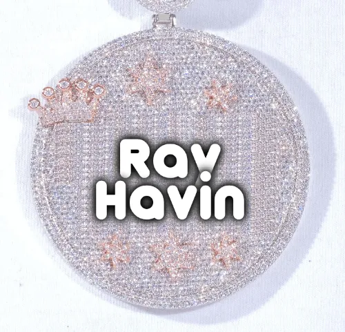 CUSTOM LETTER NECKLACE 3D BIG CROWN DISC sold by The GUU Shop