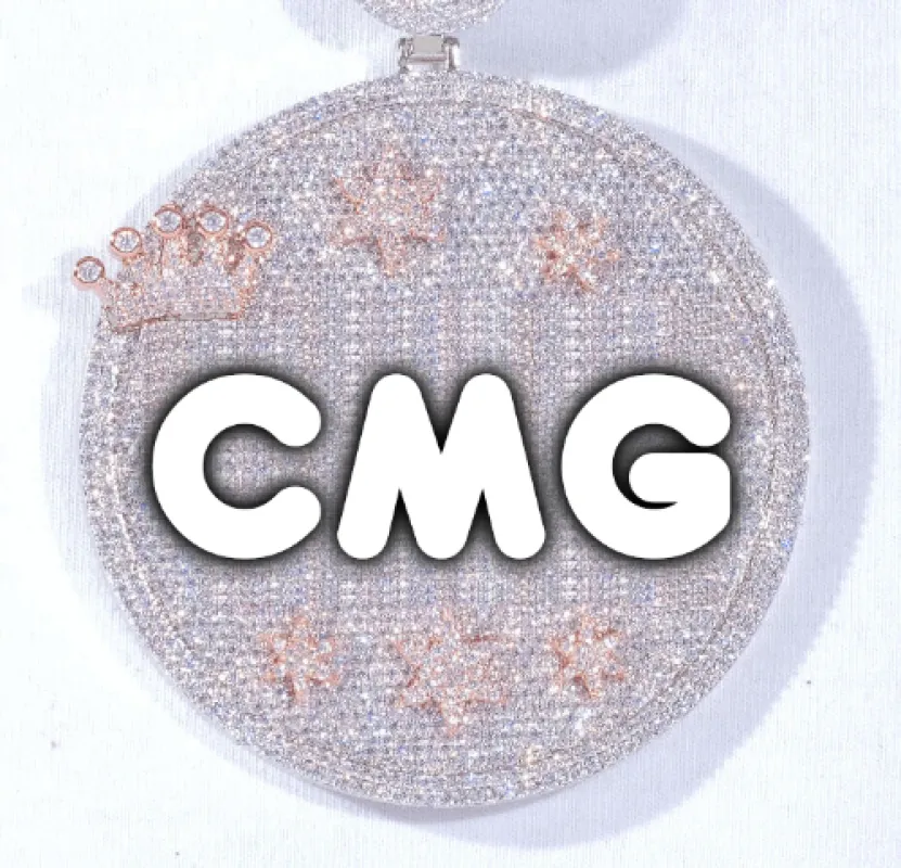 CUSTOM LETTER NECKLACE 3D BIG CROWN DISC sold by The GUU Shop