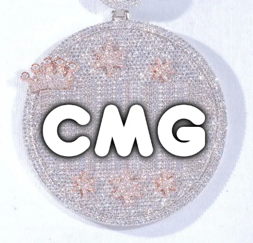 CUSTOM LETTER NECKLACE 3D BIG CROWN DISC sold by The GUU Shop