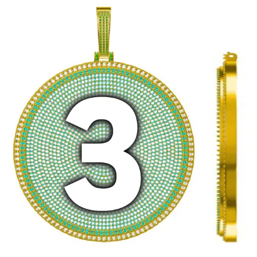 CUSTOM LETTER NECKLACE 3D BIG DISC sold by The GUU Shop