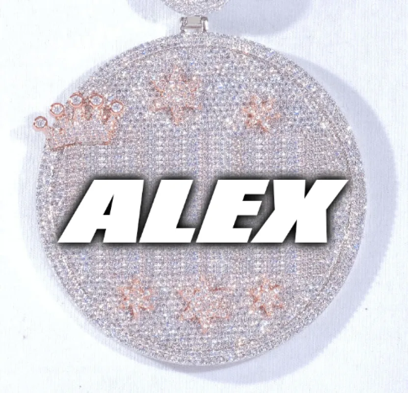 CUSTOM LETTER NECKLACE 3D BIG CROWN DISC sold by The GUU Shop