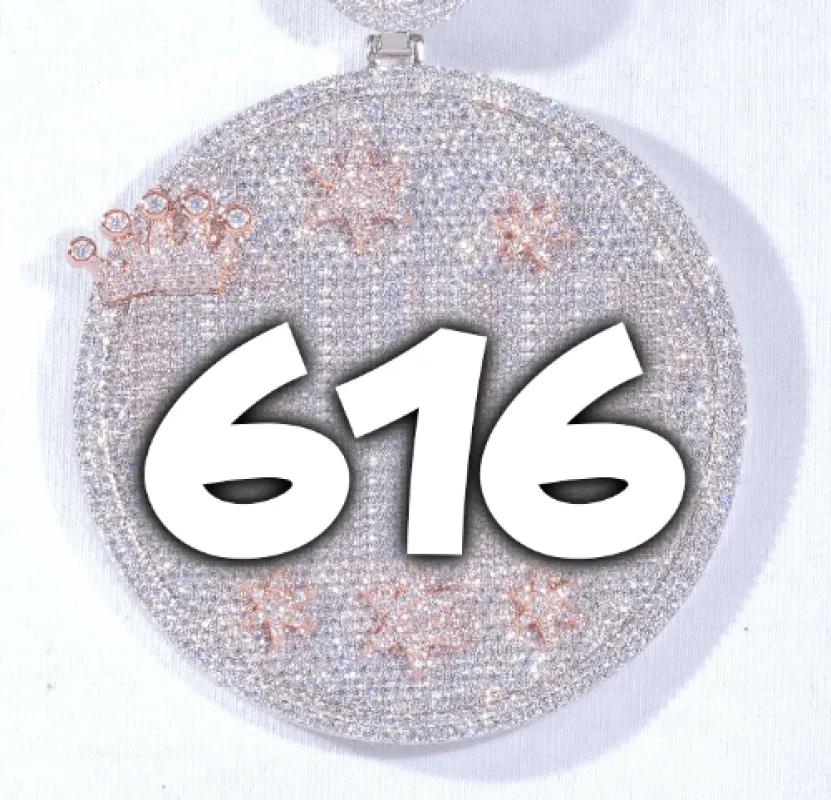 CUSTOM LETTER NECKLACE 3D BIG CROWN DISC sold by The GUU Shop