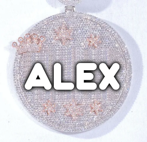 CUSTOM LETTER NECKLACE 3D BIG CROWN DISC sold by The GUU Shop