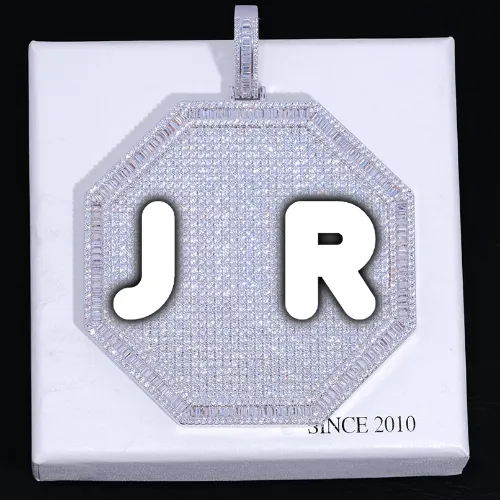 CUSTOM LETTER NECKLACE 3D BIG OCTAGON sold by The GUU Shop