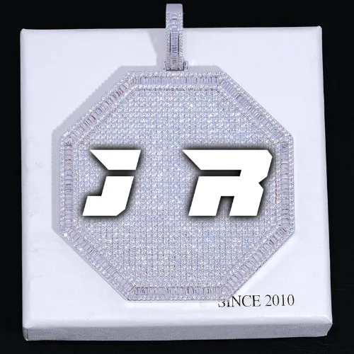 CUSTOM LETTER NECKLACE 3D BIG OCTAGON sold by The GUU Shop