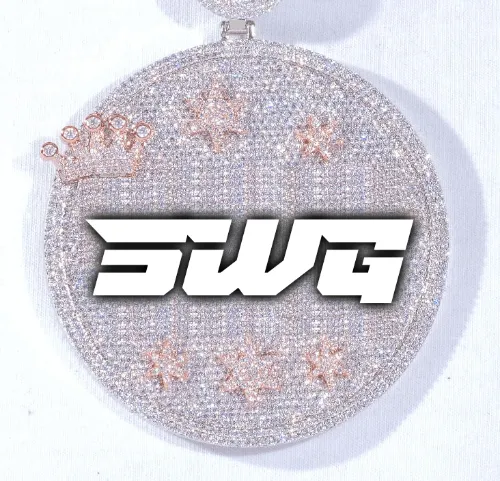 CUSTOM LETTER NECKLACE 3D BIG CROWN DISC sold by The GUU Shop