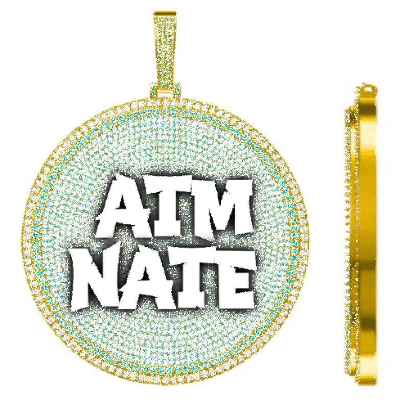 CUSTOM LETTER NECKLACE 3D BIG DISC sold by The GUU Shop