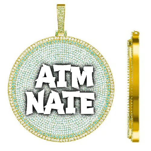 CUSTOM LETTER NECKLACE 3D BIG DISC sold by The GUU Shop