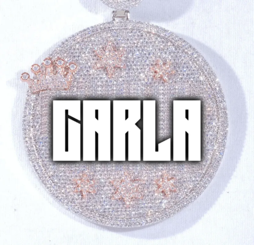 CUSTOM LETTER NECKLACE 3D BIG CROWN DISC sold by The GUU Shop