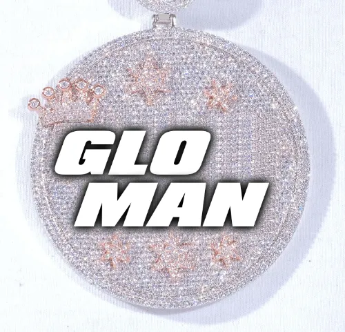 CUSTOM LETTER NECKLACE 3D BIG CROWN DISC sold by The GUU Shop