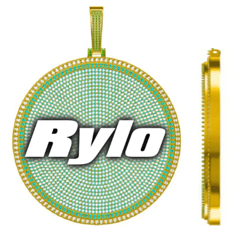 CUSTOM LETTER NECKLACE 3D BIG DISC sold by The GUU Shop