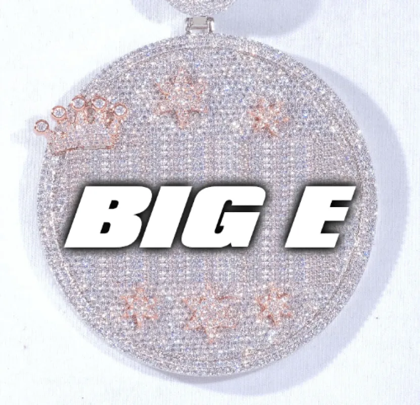 CUSTOM LETTER NECKLACE 3D BIG CROWN DISC sold by The GUU Shop