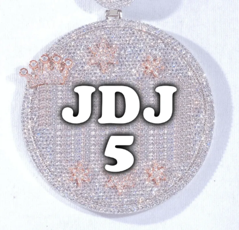 CUSTOM LETTER NECKLACE 3D BIG CROWN DISC sold by The GUU Shop