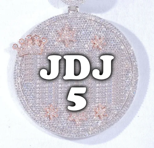 CUSTOM LETTER NECKLACE 3D BIG CROWN DISC sold by The GUU Shop