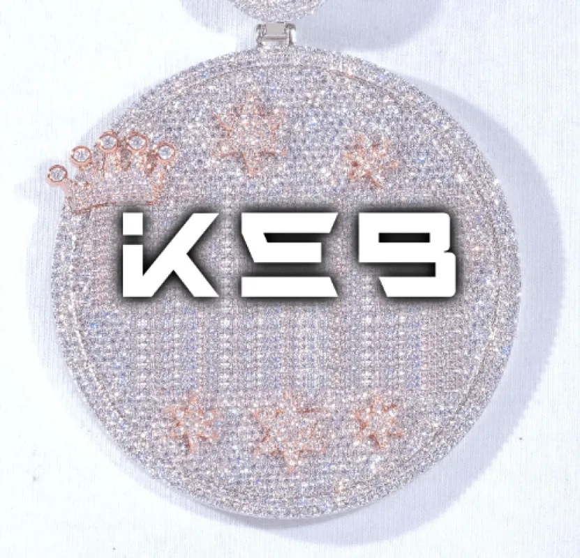 CUSTOM LETTER NECKLACE 3D BIG CROWN DISC sold by The GUU Shop