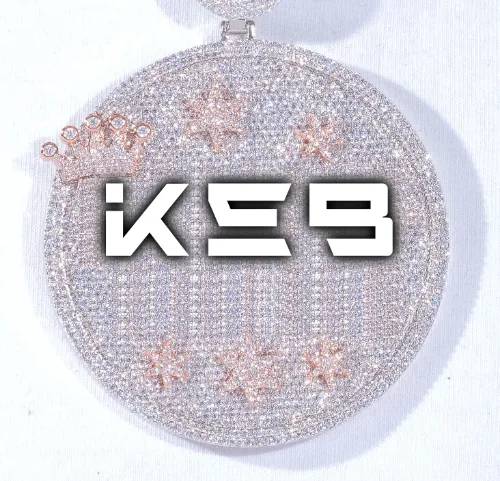 CUSTOM LETTER NECKLACE 3D BIG CROWN DISC sold by The GUU Shop