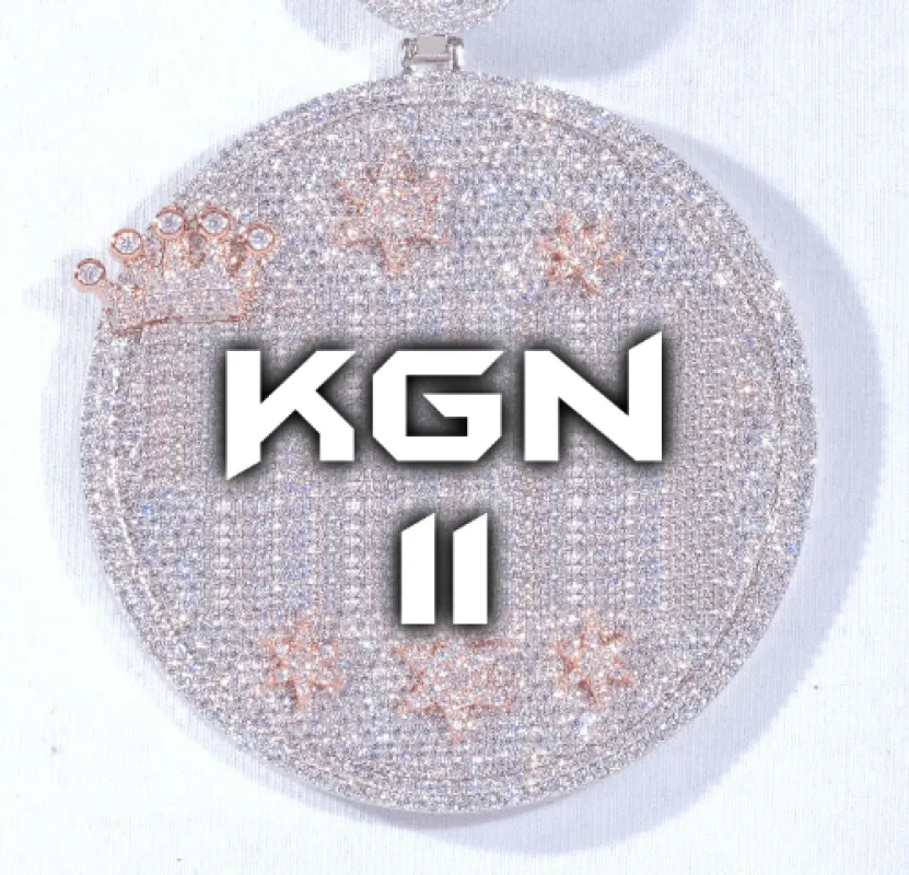 CUSTOM LETTER NECKLACE 3D BIG CROWN DISC sold by The GUU Shop