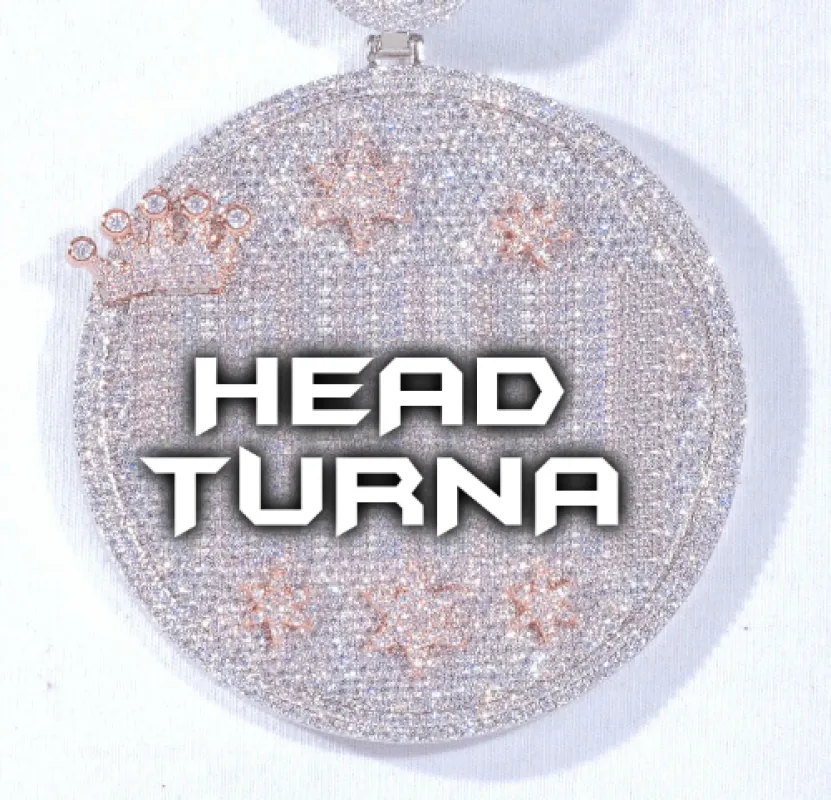 CUSTOM LETTER NECKLACE 3D BIG CROWN DISC sold by The GUU Shop