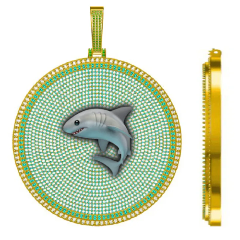 CUSTOM LETTER NECKLACE 3D BIG DISC sold by The GUU Shop