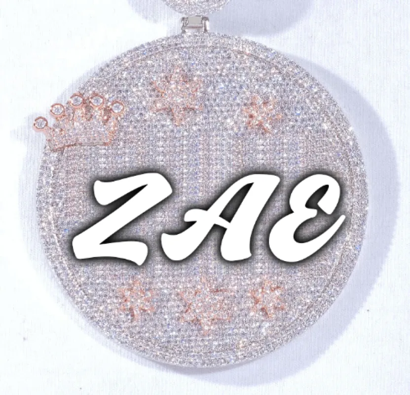 CUSTOM LETTER NECKLACE 3D BIG CROWN DISC sold by The GUU Shop