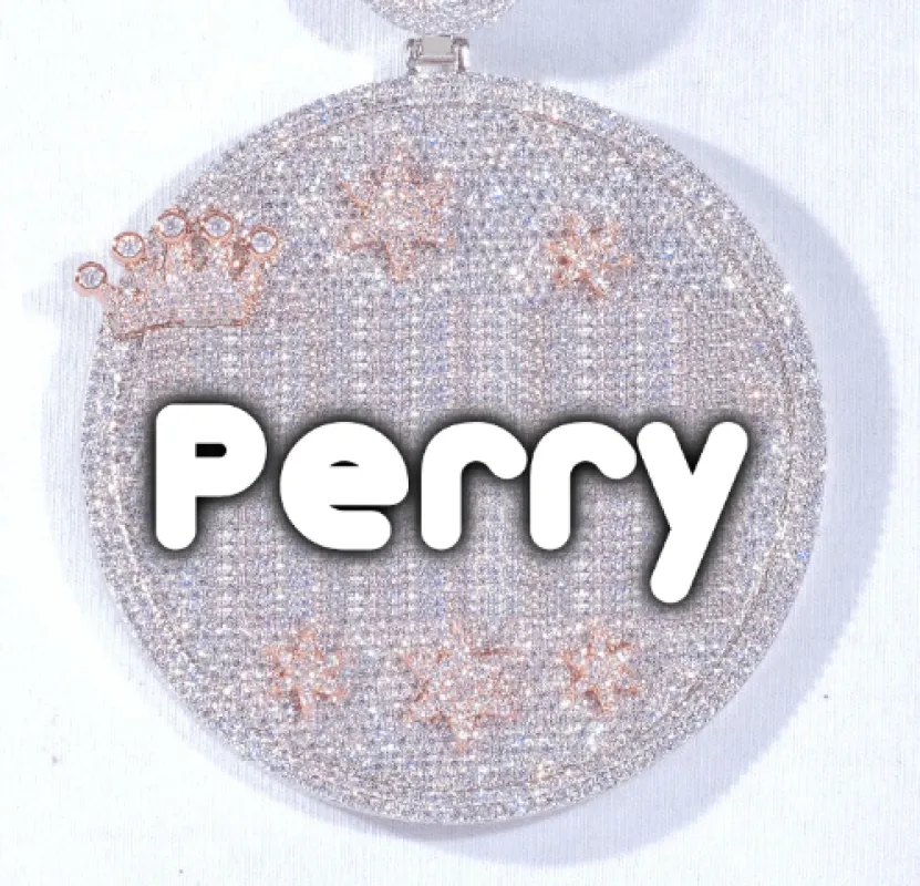 CUSTOM LETTER NECKLACE 3D BIG CROWN DISC sold by The GUU Shop