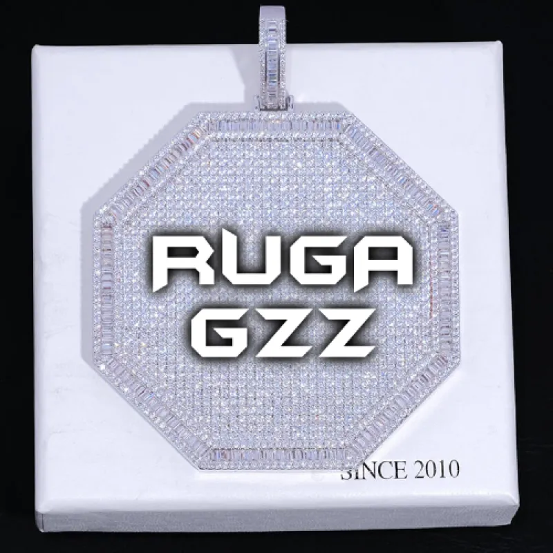 CUSTOM LETTER NECKLACE 3D BIG OCTAGON sold by The GUU Shop