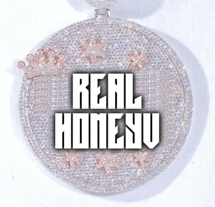 CUSTOM LETTER NECKLACE 3D BIG CROWN DISC sold by The GUU Shop