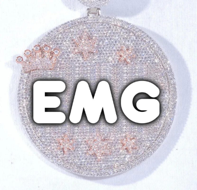 CUSTOM LETTER NECKLACE 3D BIG CROWN DISC sold by The GUU Shop